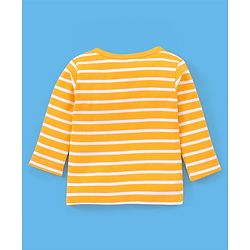 Babyhug 100% Cotton Full Sleeves Vests Striped & Lion Print Pack of 3 - Yellow Grey & Green
