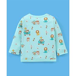 Babyhug 100% Cotton Full Sleeves Vests Striped & Lion Print Pack of 3 - Yellow Grey & Green