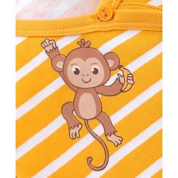 Babyhug 100% Cotton Full Sleeves Vests Striped & Lion Print Pack of 3 - Yellow Grey & Green