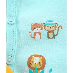 Babyhug 100% Cotton Full Sleeves Vests Striped & Lion Print Pack of 3 - Yellow Grey & Green