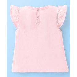Babyhug 100% Cotton Half Sleeves Tee With Fruit Graphics & Frill Detailing- Peach