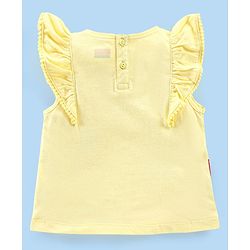 Babyhug 100% Cotton Knit Frill Sleeves Top with Ice Cream Graphics Print - Yellow