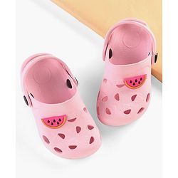 Cute Walk by Babyhug Clogs with Back Strap Watermelon Patch - Pink