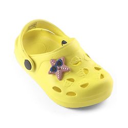 Cute Walk by Babyhug Slip On Clogs with Starfish Applique & Back Strap Closure - Yellow