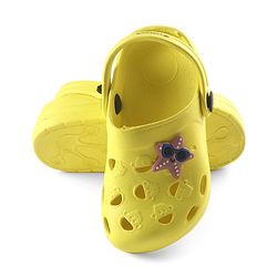 Cute Walk by Babyhug Slip On Clogs with Starfish Applique & Back Strap Closure - Yellow