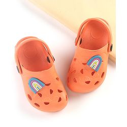 Cute Walk by Babyhug Clogs with Back Strap Rainbow Patch - Orange