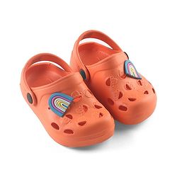 Cute Walk by Babyhug Clogs with Back Strap Rainbow Patch - Orange