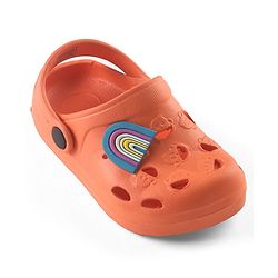 Cute Walk by Babyhug Clogs with Back Strap Rainbow Patch - Orange