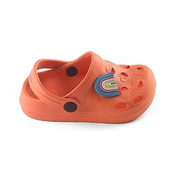 Cute Walk by Babyhug Clogs with Back Strap Rainbow Patch - Orange