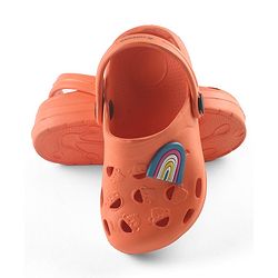 Cute Walk by Babyhug Clogs with Back Strap Rainbow Patch - Orange