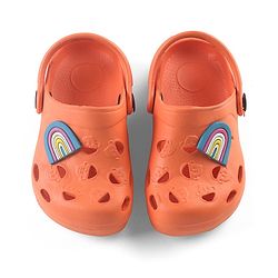 Cute Walk by Babyhug Clogs with Back Strap Rainbow Patch - Orange
