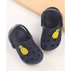 Cute Walk by Babyhug Slip On Clogs with Pineapple Applique & Back Strap Closure - Navy Blue