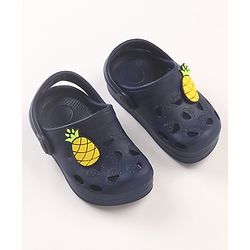 Cute Walk by Babyhug Slip On Clogs with Pineapple Applique & Back Strap Closure - Navy Blue