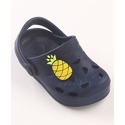 Cute Walk by Babyhug Slip On Clogs with Pineapple Applique & Back Strap Closure - Navy Blue