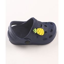 Cute Walk by Babyhug Slip On Clogs with Pineapple Applique & Back Strap Closure - Navy Blue