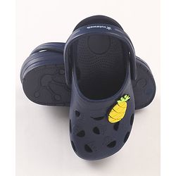 Cute Walk by Babyhug Slip On Clogs with Pineapple Applique & Back Strap Closure - Navy Blue