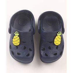 Cute Walk by Babyhug Slip On Clogs with Pineapple Applique & Back Strap Closure - Navy Blue