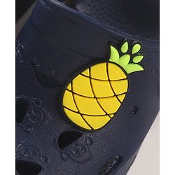 Cute Walk by Babyhug Slip On Clogs with Pineapple Applique & Back Strap Closure - Navy Blue
