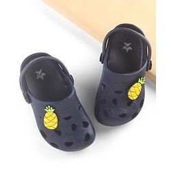 Cute Walk by Babyhug Slip On Clogs with Pineapple Applique & Back Strap Closure - Navy Blue