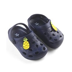 Cute Walk by Babyhug Slip On Clogs with Pineapple Applique & Back Strap Closure - Navy Blue