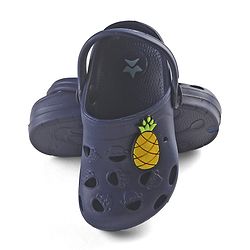 Cute Walk by Babyhug Slip On Clogs with Pineapple Applique & Back Strap Closure - Navy Blue