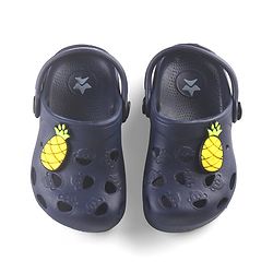 Cute Walk by Babyhug Slip On Clogs with Pineapple Applique & Back Strap Closure - Navy Blue