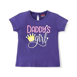 Babyhug 100% Cotton Knit Half Sleeves Tee With Text Graphics - Navy Blue