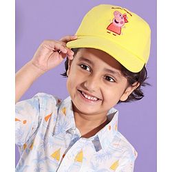 Babyhug Cotton Peppa Pig Print Summer Cap Yellow - Diameter 57 cm