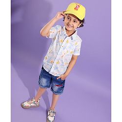 Babyhug Cotton Peppa Pig Print Summer Cap Yellow - Diameter 57 cm