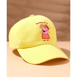 Babyhug Cotton Peppa Pig Print Summer Cap Yellow - Diameter 57 cm