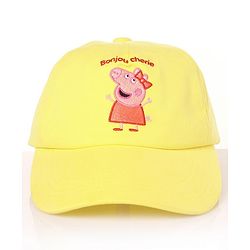 Babyhug Cotton Peppa Pig Print Summer Cap Yellow - Diameter 57 cm