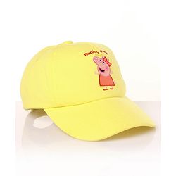 Babyhug Cotton Peppa Pig Print Summer Cap Yellow - Diameter 57 cm