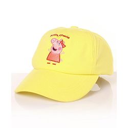 Babyhug Cotton Peppa Pig Print Summer Cap Yellow - Diameter 57 cm