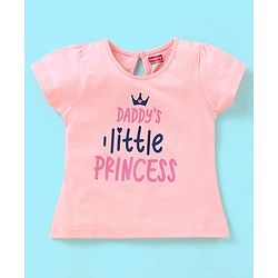 Babyhug 100% Cotton Half Sleeves Tee With Graphics And Text Print - Peach