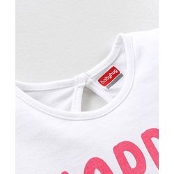 Babyhug 100% Cotton Cap Sleeves Graphics Detailing Tee - White