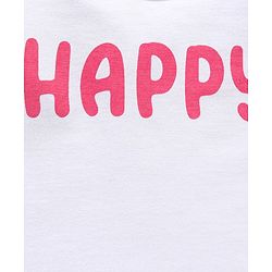 Babyhug 100% Cotton Cap Sleeves Graphics Detailing Tee - White