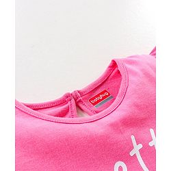 Babyhug 100% Cotton Knit Half Sleeves Graphics & Frill Detailing Tee - Pink