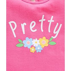 Babyhug 100% Cotton Knit Half Sleeves Graphics & Frill Detailing Tee - Pink