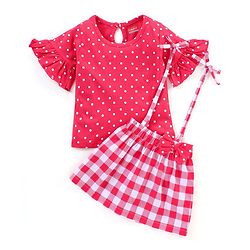 Babyhug Tops and Skirts Girl Half sleeves Back-Buttons