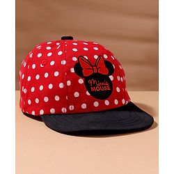 Babyhug Minnie Mouse Polka Print Summer Cap Red & Black - Diameter 57 cm