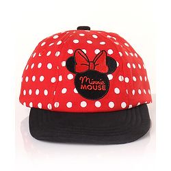Babyhug Minnie Mouse Polka Print Summer Cap Red & Black - Diameter 57 cm