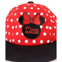 Babyhug Minnie Mouse Polka Print Summer Cap Red & Black - Diameter 57 cm
