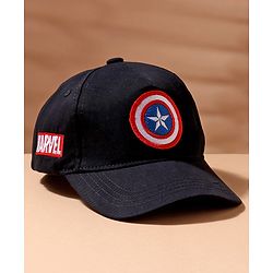 Babyhug Marvel  Captain America Summer Cap Black - Circumference  57 cm