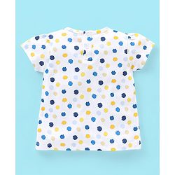 Babyhug 100% Cotton Knit Cap Sleeves T-Shirts Floral & Polka Dots Print Pack of 3 - White Blue & Yellow