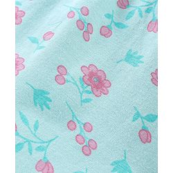 Babyhug 100% Cotton Knit Sleeveless Jumpsuit Floral Print - Mint Blue