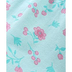 Babyhug 100% Cotton Knit Sleeveless Jumpsuit Floral Print - Mint Blue