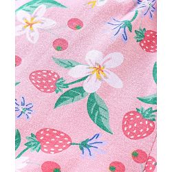 Babyhug 100% Cotton Knitted Singlet Sleeves Jumpsuit Floral Print- Pink