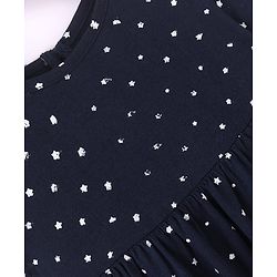 Babyhug 100% Cotton Half Sleeves Frock With Boomer Floral Print- Navy Blue