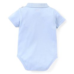 Babyhug 100% Cotton Half Sleeves Onesies with Shorts & Bow Tie - Navy Blue