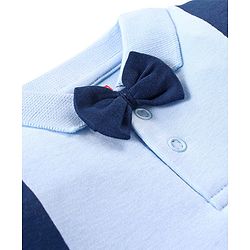 Babyhug 100% Cotton Half Sleeves Onesies with Shorts & Bow Tie - Navy Blue